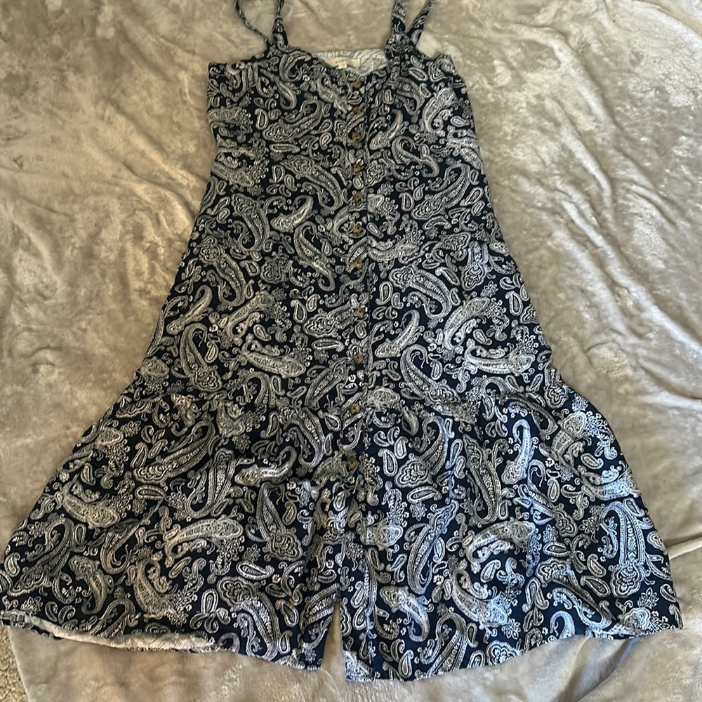 Loft paisley linen blend button midi dress